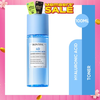 SKINTIFIC 4D Hyaluronic Acid Barrier Essence Toner (For Intensive Hydration, Maintains Skin Barrier, Calms & Soothes The Skin) 100ml