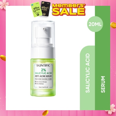 SKINTIFIC 2% Salicylic Acid Anti Acne Serum (For Eliminates Acne & Bumps, Prevents Acne Scars, Reduces Redness & Dark Spots) 20ml