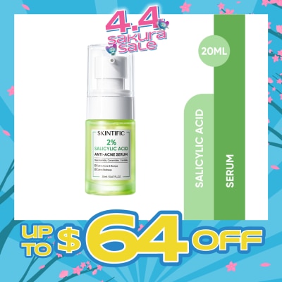 SKINTIFIC - 2% Salicylic Acid Anti Acne Serum (For Eliminates Acne & Bumps, Prevents Acne Scars, Reduces Redness & Dark Spots) 20ml