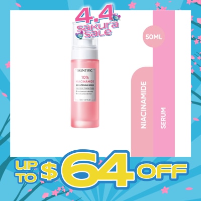 SKINTIFIC - 10% Niacinamide Brightening Serum (For Fades Dark Spots & Blemishes, Smooths & Evens Skin Tone) 50ml