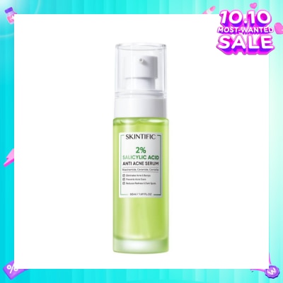 SKINTIFIC 2% Salicylic Acid Anti Acne Serum (For Eliminates Acne & Bumps, Prevents Acne Scars & Reduces Redness & Dark Spots) 50ml