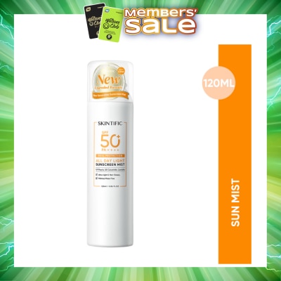SKINTIFIC - All Day Light Sunscreen Mist SPF 50+ PA++++ (Ultra-Light, Non-Greasy & Makeup Mess-Free) 120ml