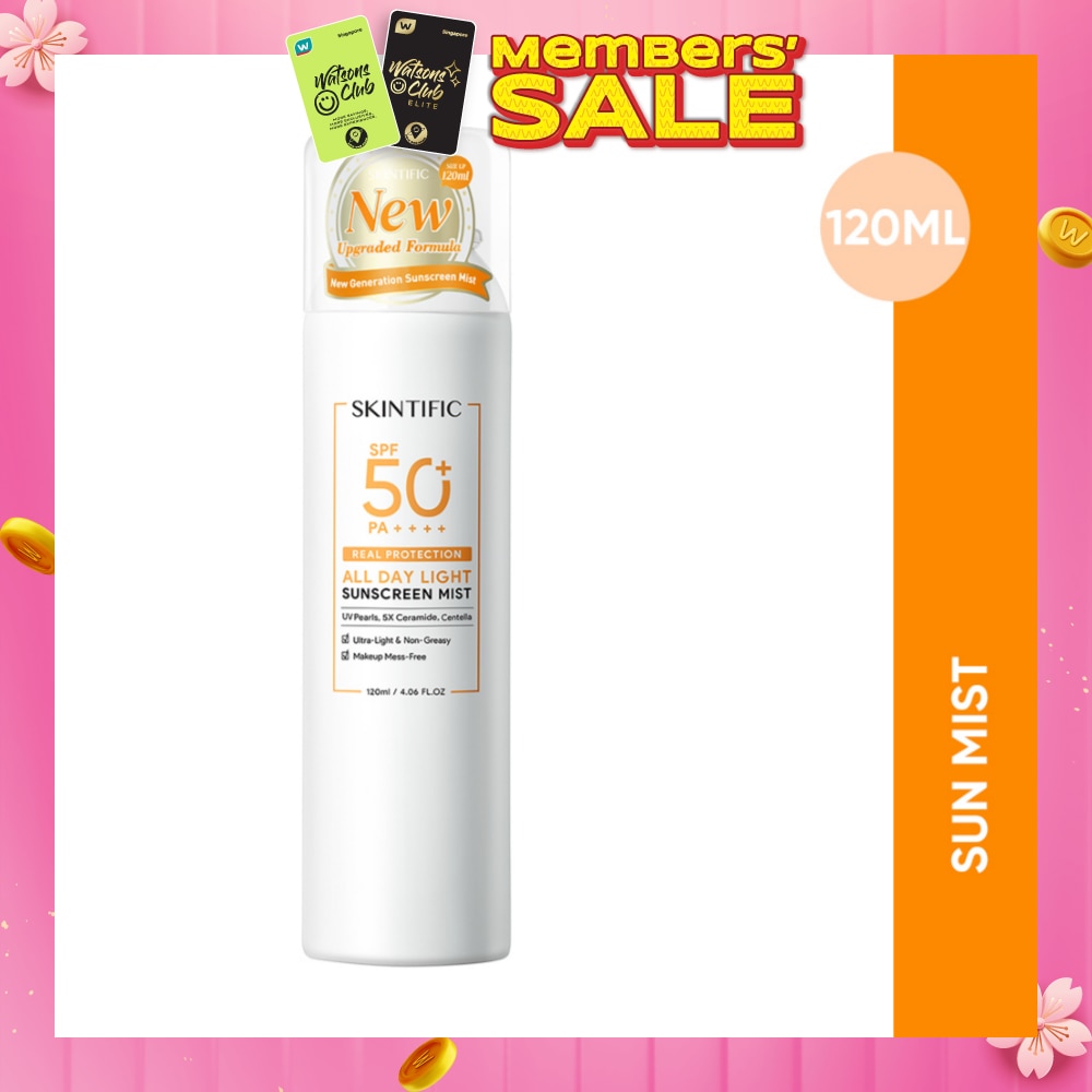 All Day Light Sunscreen Mist SPF 50+ PA++++ (Ultra-Light, Non-Greasy & Makeup Mess-Free) 120ml