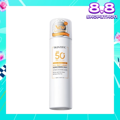 SKINTIFIC All Day Light Sunscreen Mist SPF 50+ PA++++ (Ultra-Light, Non-Greasy & Makeup Mess-Free) 120ml