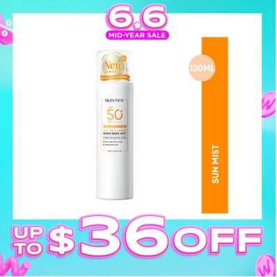 SKINTIFIC - All Day Light Sunscreen Mist SPF 50+ PA++++ (Ultra-Light, Non-Greasy & Makeup Mess-Free) 120ml