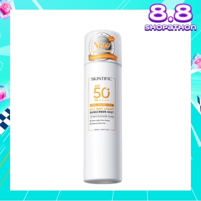 SKINTIFIC All Day Light Sunscreen Mist SPF 50+ PA++++ (Ultra-Light, Non-Greasy & Makeup Mess-Free) 120ml