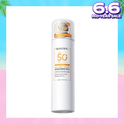 SKINTIFIC All Day Light Sunscreen Mist SPF 50+ PA++++ (Ultra-Light, Non-Greasy & Makeup Mess-Free) 120ml