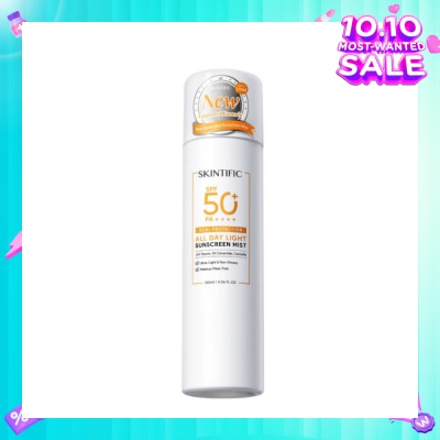 SKINTIFIC All Day Light Sunscreen Mist SPF 50+ PA++++ (Ultra-Light, Non-Greasy & Makeup Mess-Free) 120ml