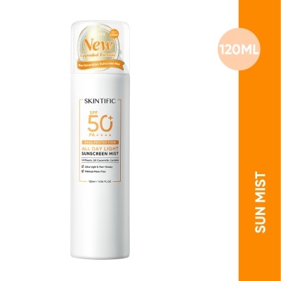 SKINTIFIC All Day Light Sunscreen Mist SPF 50+ PA++++ (Ultra-Light, Non-Greasy & Makeup Mess-Free) 120ml