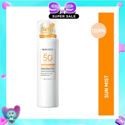 SKINTIFIC - All Day Light Sunscreen Mist SPF 50+ PA++++ (Ultra-Light, Non-Greasy & Makeup Mess-Free) 120ml image
