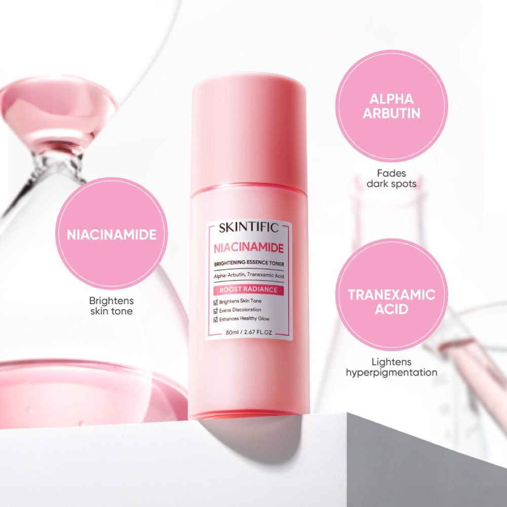 Niacinamide Brightening Essence Toner (To Brightens Skin Tone, Evens Discoloration & Enhances Healthy Glow) 80ml