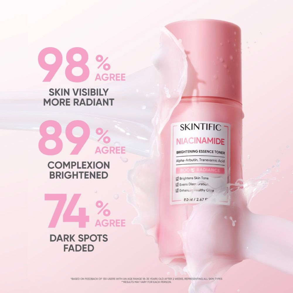 Niacinamide Brightening Essence Toner (To Brightens Skin Tone, Evens Discoloration & Enhances Healthy Glow) 80ml
