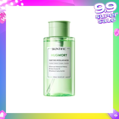 SKINTIFIC Mugowrt Purifying Micellar Water (To Removes Waterproof Makeup, Clears Excess Oil, Soothes & Calms The Skin) 300ml