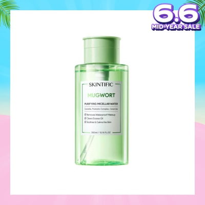 SKINTIFIC Mugowrt Purifying Micellar Water (To Removes Waterproof Makeup, Clears Excess Oil, Soothes & Calms The Skin) 300ml