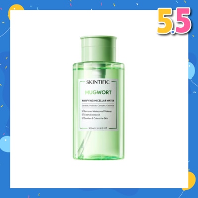 SKINTIFIC Mugowrt Purifying Micellar Water (To Removes Waterproof Makeup, Clears Excess Oil, Soothes & Calms The Skin) 300ml