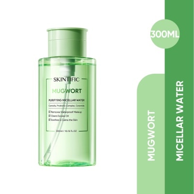 SKINTIFIC Mugowrt Purifying Micellar Water (To Removes Waterproof Makeup, Clears Excess Oil, Soothes & Calms The Skin) 300ml