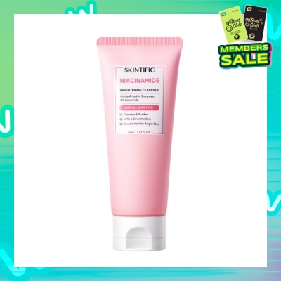 SKINTIFIC Niacinamide Brightening Cleanser (For Cleanses & Purifies, Softs, Smooths Skin & Reveals Healthy Bright Skin) 80ml