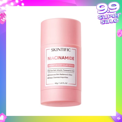SKINTIFIC Niacinamide Bright Boost Clay Stick (To Enhances Skin Radiance & Glow, Deep Cleanses Impurities) 40g