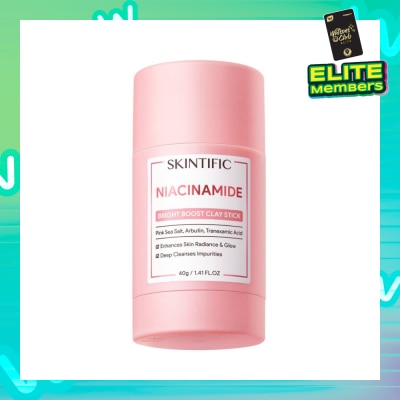 SKINTIFIC Niacinamide Bright Boost Clay Stick (To Enhances Skin Radiance & Glow, Deep Cleanses Impurities) 40g