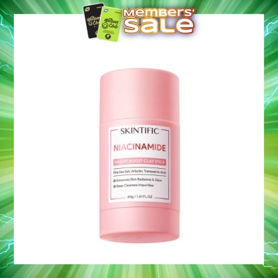 SKINTIFIC - Niacinamide Bright Boost Clay Stick (To Enhances Skin Radiance & Glow, Deep Cleanses Impurities) 40g
