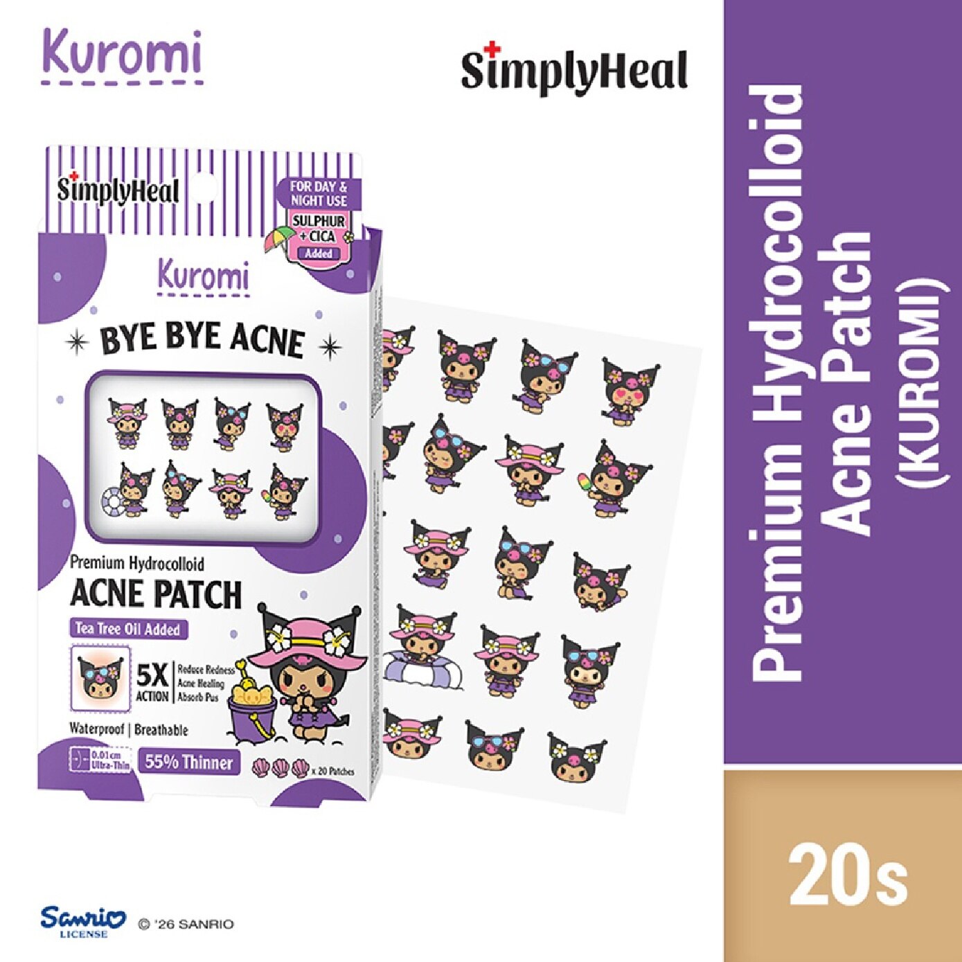 Toasty Kuromi Day & Night Premium Hydrocolloid Acne Patch 20s image