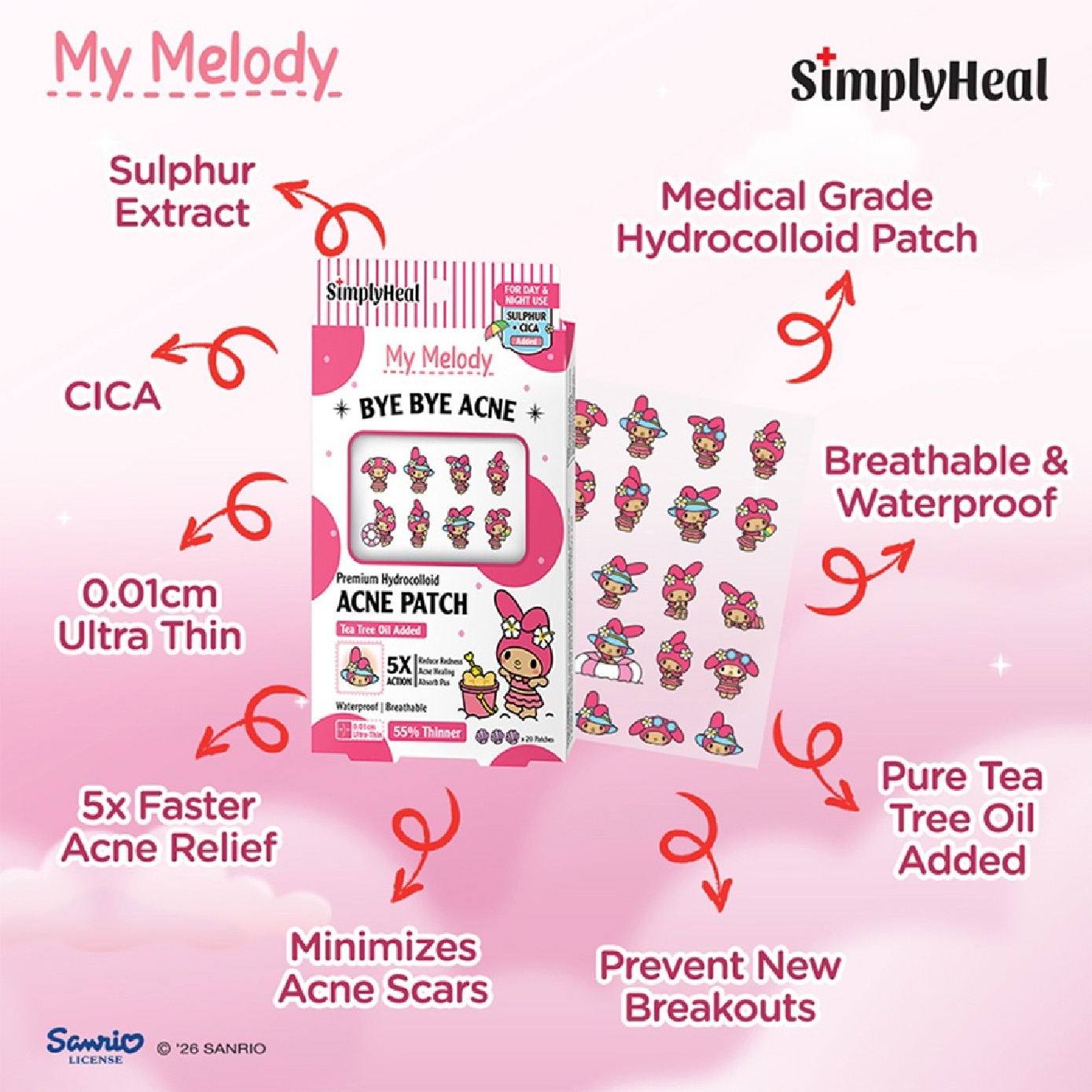 Toasty My Melody Day & Night Premium Hydrocolloid Acne Patch 20s image