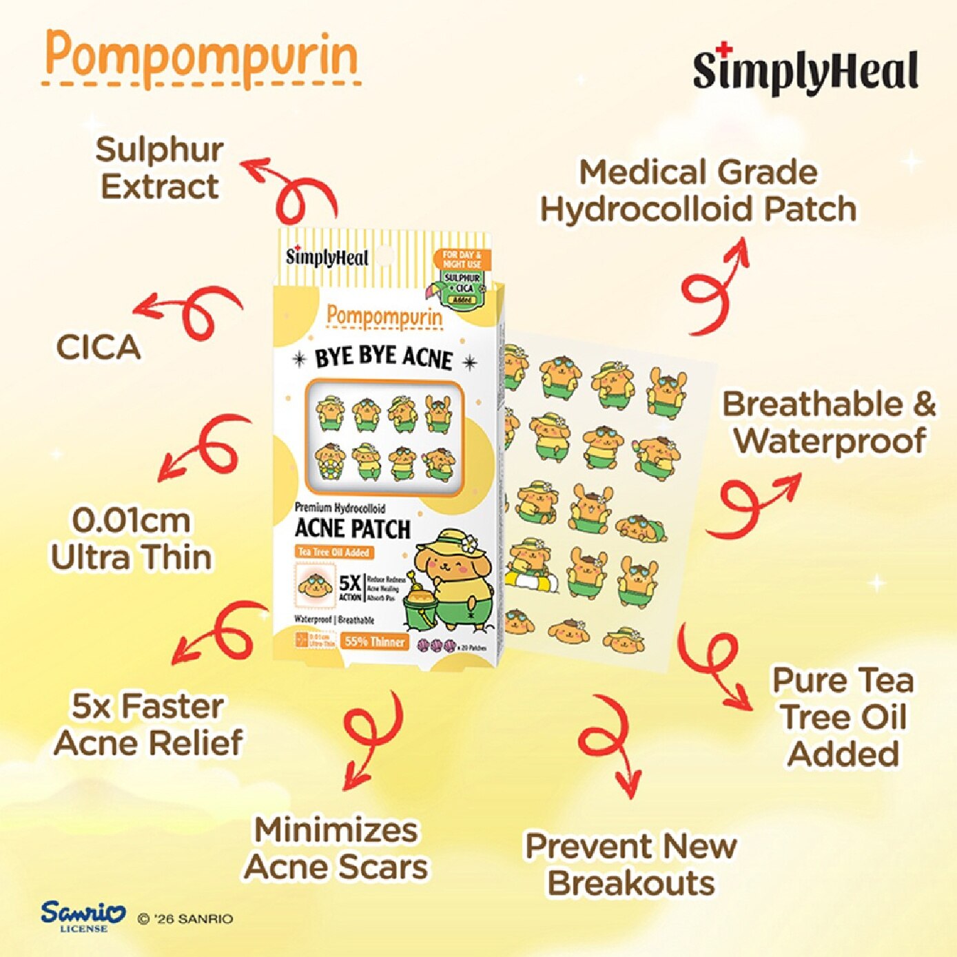 Toasty Pompompurin Day & Night Premium Hydrocolloid Acne Patch 20s image