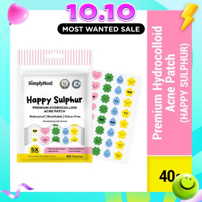 SIMPLYHEAL Happy Sulphur Day & Night Premium Hydrocolloid Acne Patch 40s image