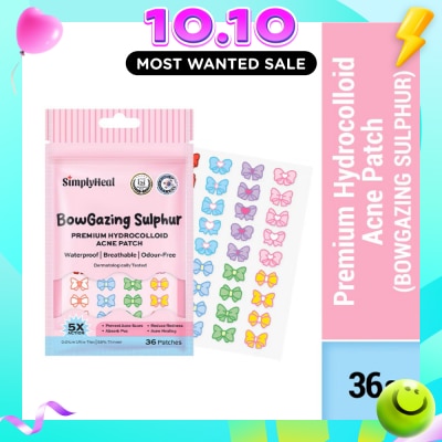 SIMPLYHEAL Bowgazing Sulphur Day & Night Premium Hydrocolloid Acne Patch 36s image