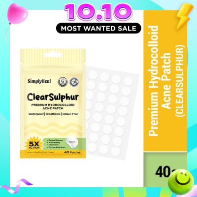 SIMPLYHEAL Clear Sulphur Day & Night Premium Hydrocolloid Acne Patch 40s image