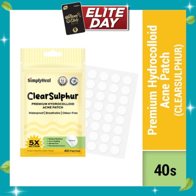 SIMPLYHEAL Clear Sulphur Day & Night Premium Hydrocolloid Acne Patch 40s image