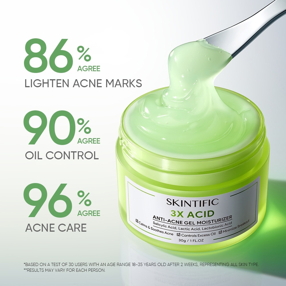 3X Acid Acne-Care Gel Moisturizer (To Calms, Soothes Acne, Controls Excess Oil & Minimize Breakout) 30g