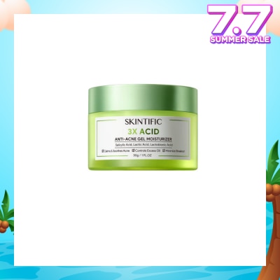 SKINTIFIC 3X Acid Acne-Care Gel Moisturizer (To Calms, Soothes Acne, Controls Excess Oil & Minimize Breakout) 30g