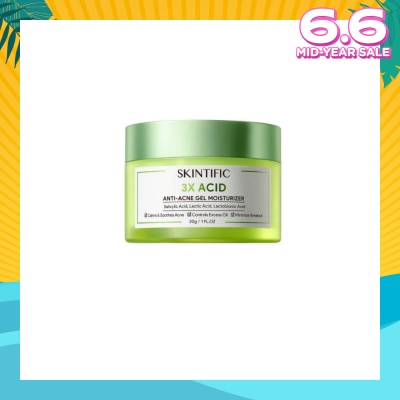 SKINTIFIC 3X Acid Acne-Care Gel Moisturizer (To Calms, Soothes Acne, Controls Excess Oil & Minimize Breakout) 30g