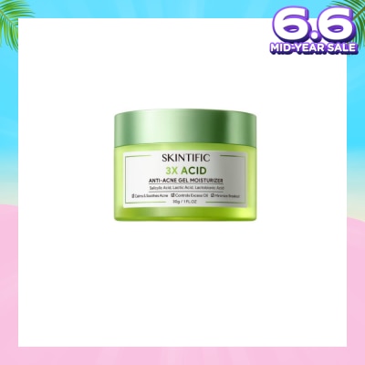 SKINTIFIC 3X Acid Acne-Care Gel Moisturizer (To Calms, Soothes Acne, Controls Excess Oil & Minimize Breakout) 30g