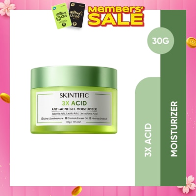 SKINTIFIC 3X Acid Acne-Care Gel Moisturizer (To Calms, Soothes Acne, Controls Excess Oil & Minimize Breakout) 30g