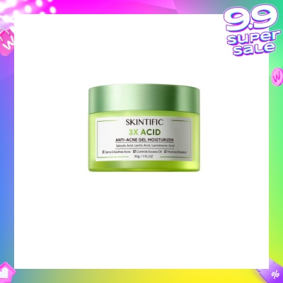 SKINTIFIC 3X Acid Acne-Care Gel Moisturizer (To Calms, Soothes Acne, Controls Excess Oil & Minimize Breakout) 30g