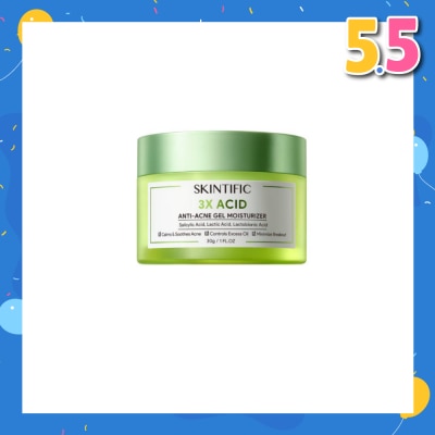 SKINTIFIC 3X Acid Acne-Care Gel Moisturizer (To Calms, Soothes Acne, Controls Excess Oil & Minimize Breakout) 30g