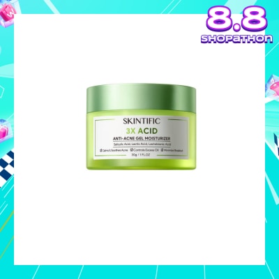 SKINTIFIC 3X Acid Acne-Care Gel Moisturizer (To Calms, Soothes Acne, Controls Excess Oil & Minimize Breakout) 30g