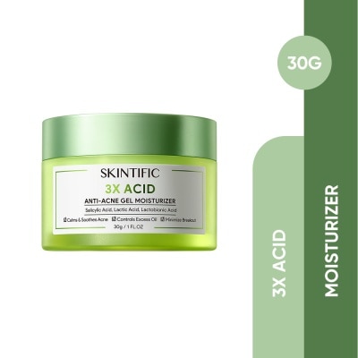 SKINTIFIC 3X Acid Acne-Care Gel Moisturizer (To Calms, Soothes Acne, Controls Excess Oil & Minimize Breakout) 30g
