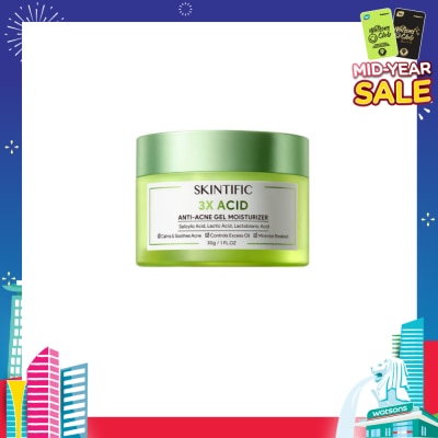 SKINTIFIC 3X Acid Acne-Care Gel Moisturizer (To Calms, Soothes Acne, Controls Excess Oil & Minimize Breakout) 30g
