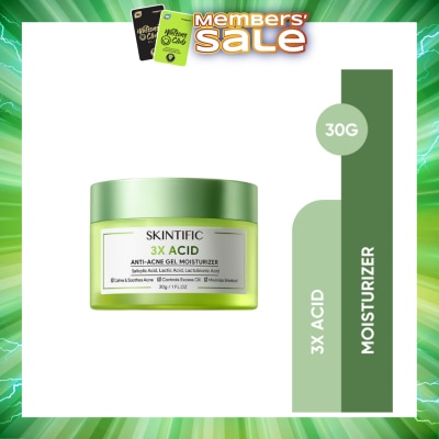 SKINTIFIC - 3X Acid Acne-Care Gel Moisturizer (To Calms, Soothes Acne, Controls Excess Oil & Minimize Breakout) 30g