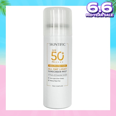 SKINTIFIC All Day Light Sunscreen Mist SPF50+ PA++++ (Ultra-Light, Non-Greasy & Makeup Mess-Free) 70ml