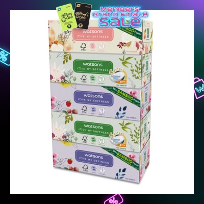 WATSONS 100% Bamboo Paper Cushiony Soft Box Tissue Sheet 3-Ply 100s x 5