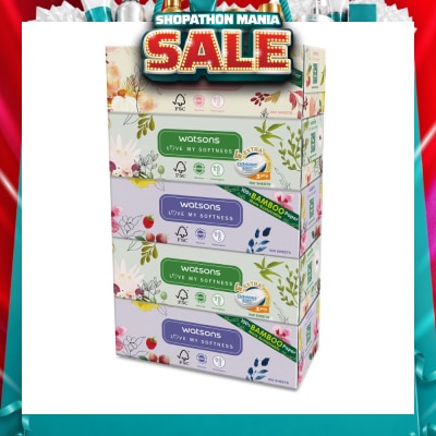 WATSONS - 100% Bamboo Paper Cushiony Soft Box Tissue Sheet 3-Ply 100s x 5