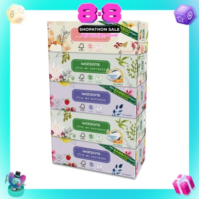 WATSONS - 100% Bamboo Paper Cushiony Soft Box Tissue Sheet 3-Ply 100s x 5