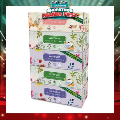 WATSONS - 100% Bamboo Paper Cushiony Soft Box Tissue Sheet 3-Ply 100s x 5
