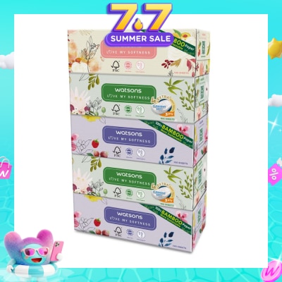 WATSONS - 100% Bamboo Paper Cushiony Soft Box Tissue Sheet 3-Ply 100s x 5