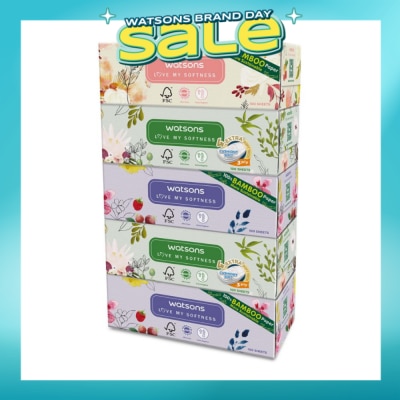 WATSONS - 100% Bamboo Paper Cushiony Soft Box Tissue Sheet 3-Ply 100s x 5