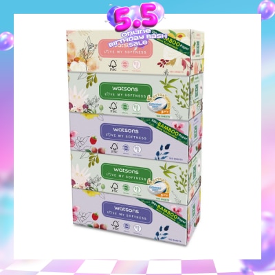 WATSONS - 100% Bamboo Paper Cushiony Soft Box Tissue Sheet 3-Ply 100s x 5